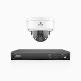 HZ804 - 4K 4 Kanal PoE Dome Überwachungskamera-Set mit 1 Kamera, 4X Optischer Zoom, 2,8-12 MM motorisiertes Varifokalobjektiv, Intelligente Zwei Lichtern Nachtsicht, Bewegungserkennung 2.0, Eingebautes Mikrophon, Alarmierung mit sirene und blitzlicht